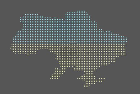 Ilustración de Mapa punteado de Ucrania. Diseño plano, ilustración vectorial. - Imagen libre de derechos