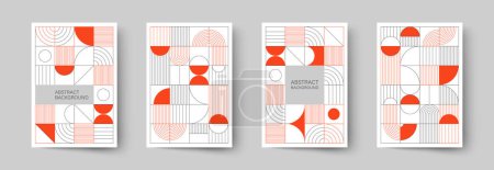 Illustration for Set of minimalistic geometric posters. Modern abstract geometric patterns in Scandinavian style. Trendy covers design. Applicable for brochures, magazines, posters, business cards, covers and banners. - Royalty Free Image