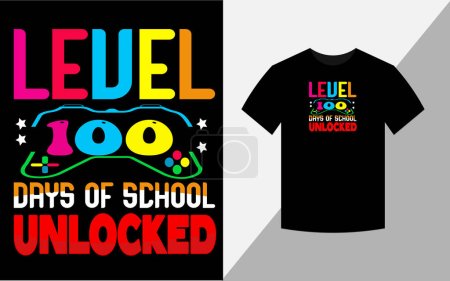 Téléchargez les photos : Level 100 days of school unlocked, T-shirt design - en image libre de droit