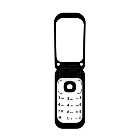Ilustración de Flip Cell Phone Silhouette. Black and White Icon Design Element on Isolated White Background - Imagen libre de derechos