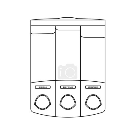Soap and Shampoo Dispenser Outline Icon Illustration on Isolated White Background