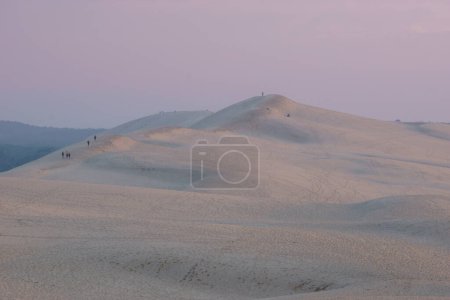 Téléchargez les photos : Dune de sable du Pilat, la plus grande dune d'Europe au crépuscule Arcachon, Nouvelle-Aquitaine, France - en image libre de droit