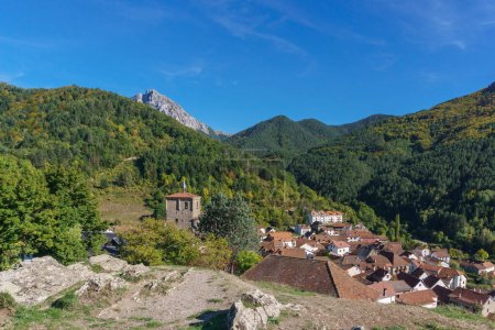 Photo for View over pyrenees mountain town of Isaba with landscape, Roncal Valley, Navarra, Spain - Royalty Free Image