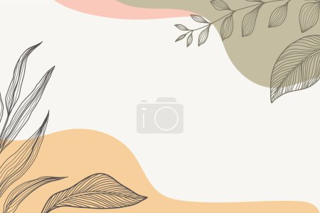 Téléchargez les photos : Ensemble de feuilles dessinées à la main isolées sur fond ton neutre. Texture abstraite minimale avec éléments décoratifs Leaf. - en image libre de droit