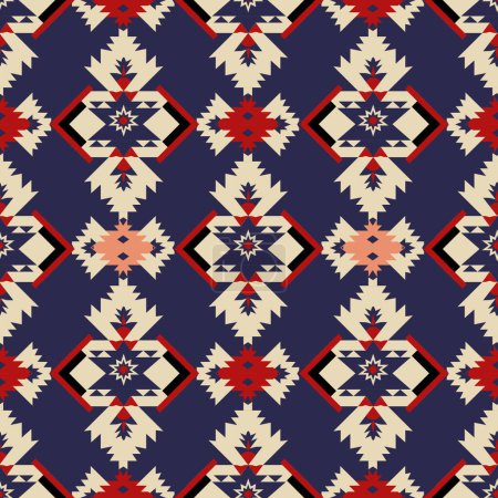 Ilustración de Patrón inconsútil nativo turco tela tribal azulejo y alfombra, diseño de ilustración vectorial - Imagen libre de derechos
