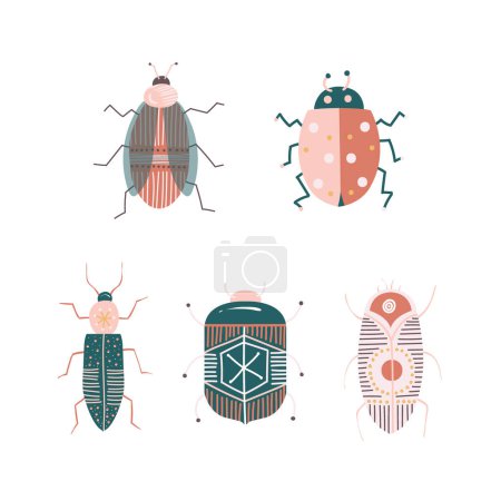 Ilustración de Lindos bugs vector aislado elementos conjunto - Imagen libre de derechos