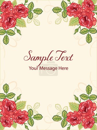 Illustration for Red Roses Vector Card Frame Background - Royalty Free Image