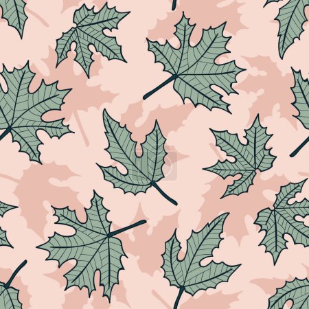 Illustration for Fall Autumn Leaves Vector Seamless Pattern - Royalty Free Image
