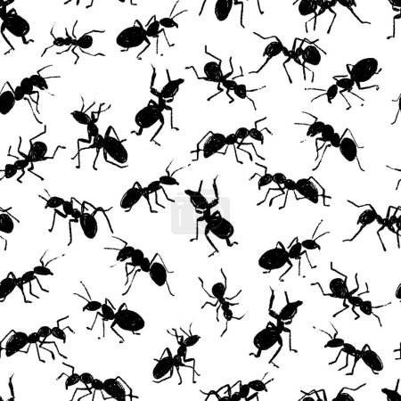 Illustration for Black Ants Insects Crawling Vector Seamless Pattern - Royalty Free Image