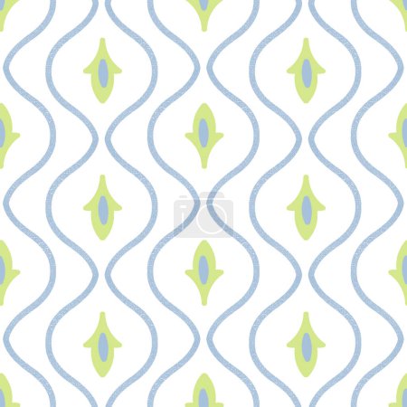 Illustration for Delicate Ogee Shape and Acanthus Leaves Decorative Vector Seamless Pattern - Royalty Free Image