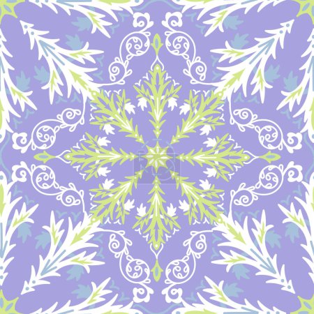 Illustration for Purple Acanthus Foliage Vector Seamless Tile Pattern - Royalty Free Image