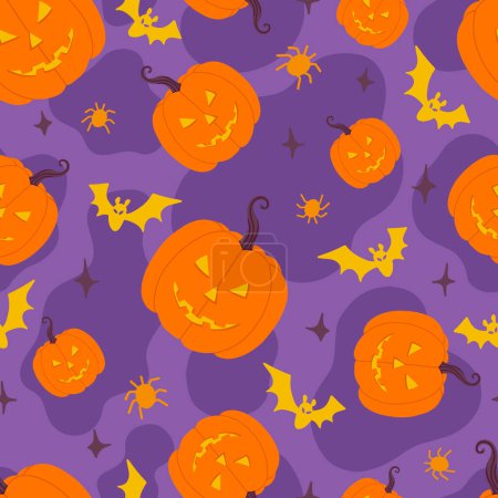 Pumpkin Orange Jack o Lanterns Halloween Vector Seamless Pattern