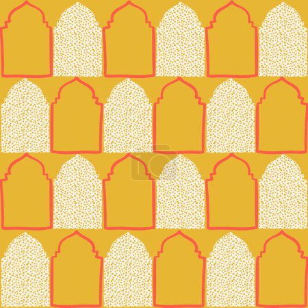 Illustration for Arabic Arches Vector Seamless Background Pattern - Royalty Free Image