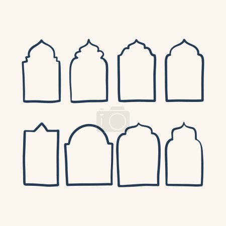 Illustration for Hand Drawn Architectural Arches Vector Isolated Elements Set - Royalty Free Image