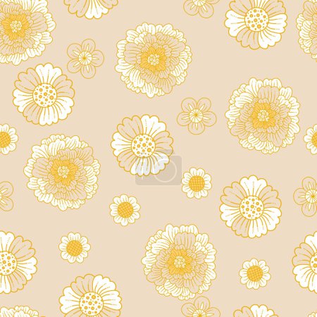 Illustration for Vintage Pastel Flowers Vector Seamless Pattern - Royalty Free Image