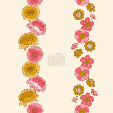 Ilustración de Vintage Flowers Vector Seamless Vertical Borders Set - Imagen libre de derechos