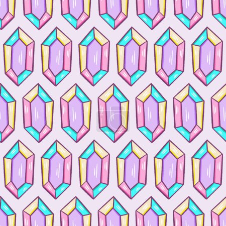 Illustration for Holographic Crystals Geometric Vector Seamless Pattern - Royalty Free Image