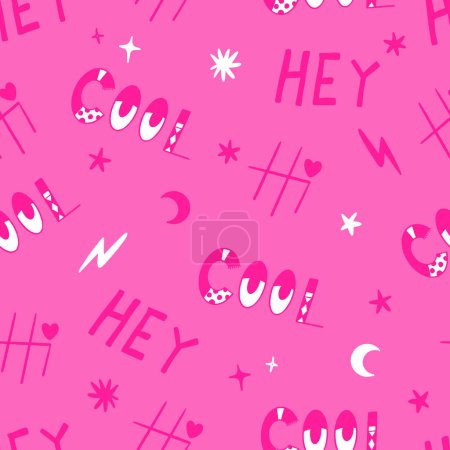 Cool Fun Greeting Words Vector Seamless Pattern