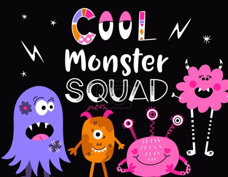 Cool Monsters Party Vector Card Background