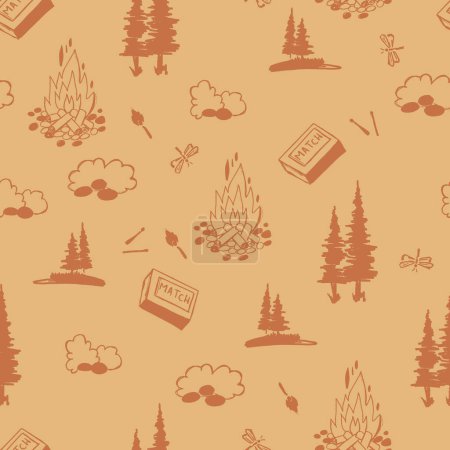 Bon Fire in Nature Vector Seamless Pattern