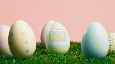 Photo for Painted Easter Eggs Decoration Background - Royalty Free Image