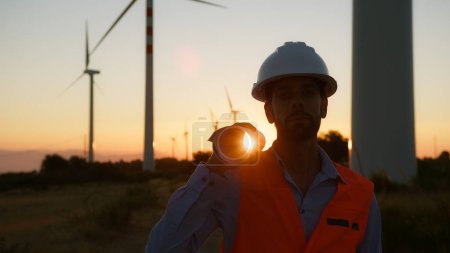 Man Works For A Renewable Energy . 