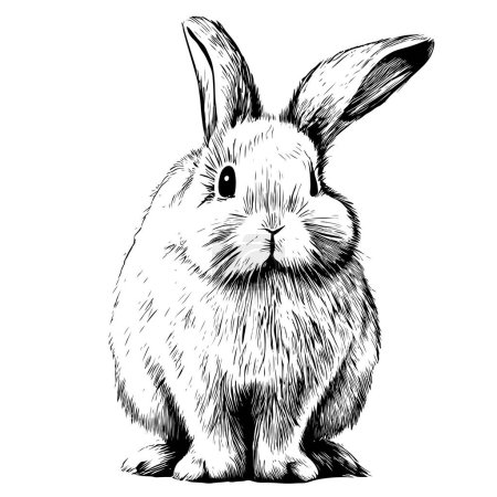 Illustration for Cute rabbit sketch in strokes hand drawn.Vector illustration - Royalty Free Image