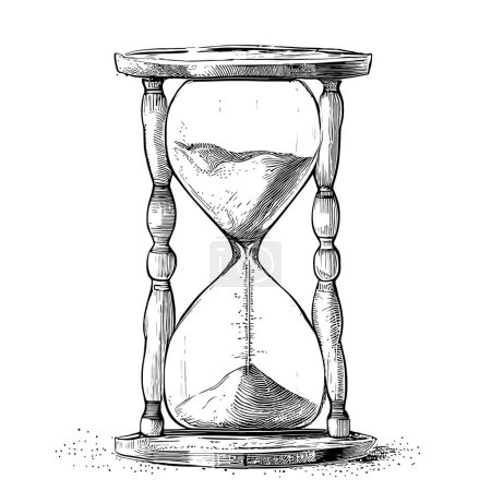 Illustration for Hourglass hand drawn sketch engraving style Vector illustration. - Royalty Free Image