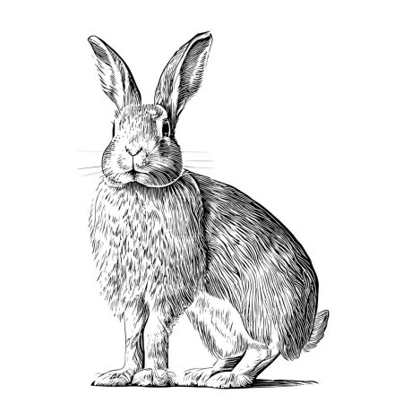 Hare sketch hand drawn in engraving style Vector illustration.
