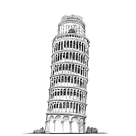 Schiefer Turm von Pisa abstrakte handgezeichnete Skizze Vektorillustration
