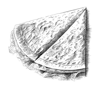 Téléchargez les illustrations : Tortilla dessin à la main croquis nourriture Restaurant concept d'entreprise. - en licence libre de droit