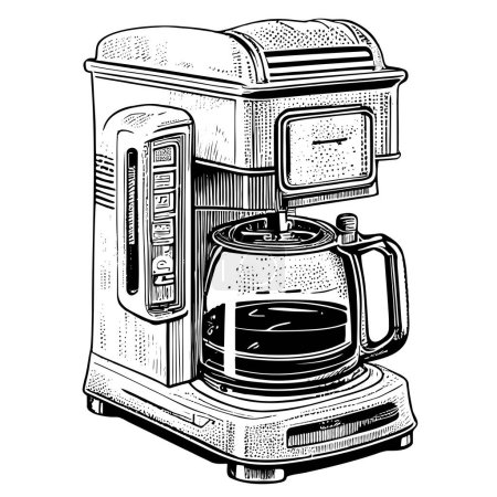 Illustration for Coffee maker retro sketch hand drawn in doodle style Vector illustration - Royalty Free Image