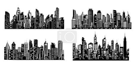 Illustration for City set, Skyscrapers hand drawn sketch illustration - Royalty Free Image