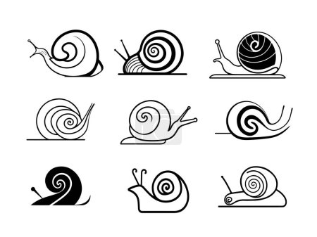 Ilustración de Iconos de colección de caracoles ilustración boceto dibujado a mano - Imagen libre de derechos