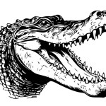 Crocodile head sketch hand drawn in doodle style illustration