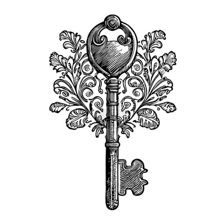 Retro-Schlüsselskizze handgezeichnet im Doodle-Stil Illustration