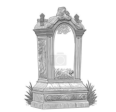 Illustration for Retro tombstone sketch hand drawn in doodle style illustration - Royalty Free Image