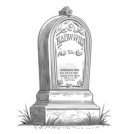 Illustration for Vintage tombstone sketch hand drawn in doodle style illustration - Royalty Free Image