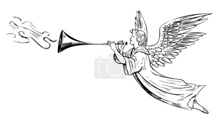 Angel with wings sketch hand drawn in doodle style Vector