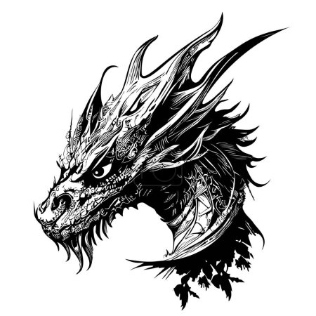 Dragon mystische Logo-Skizze im Doodle-Stil Vektor gezeichnet
