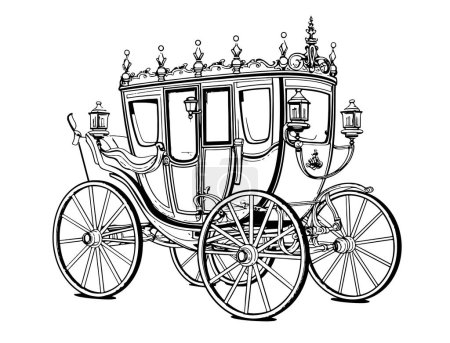 King carriage hand drawn sketch Vector illustration