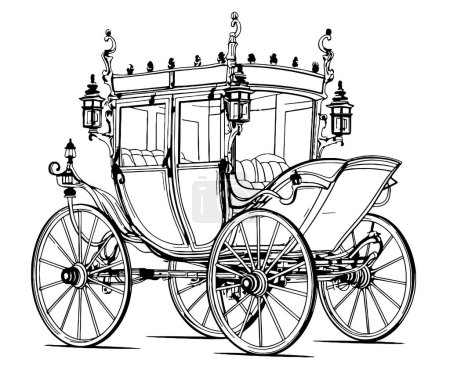 Royal carriage cartoon hand drawn sketch Vector illustration