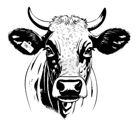 Téléchargez les illustrations : Vache ferme animal croquis illustration dessinée à la main BD - en licence libre de droit