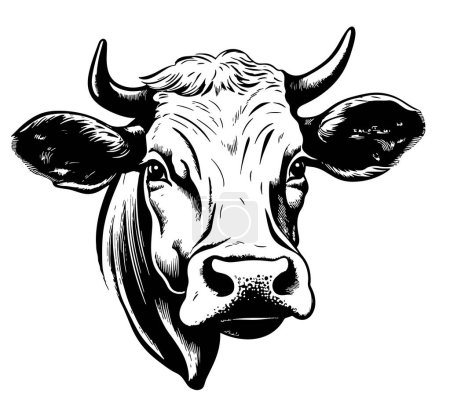 Téléchargez les illustrations : Croquis animal de vache de ferme dessiné à la main Dessin animé vectoriel - en licence libre de droit