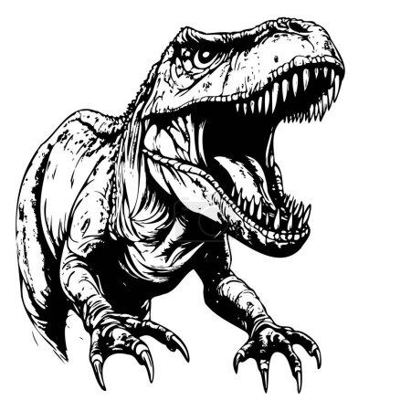 Ilustración de T Rex esbozo de dinosaurio, ilustración vectorial dibujado a mano - Imagen libre de derechos