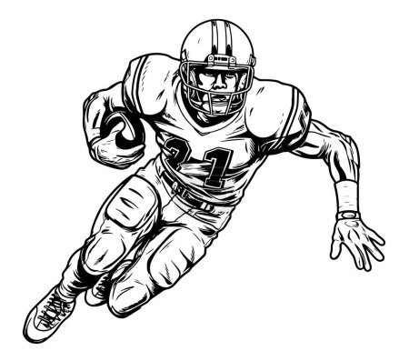 Illustration for American football player sketch hand drawn Vector - Royalty Free Image
