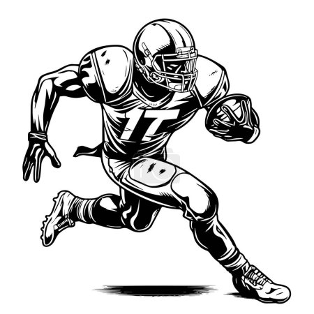 Illustration for American football player sketch hand drawn illustration - Royalty Free Image