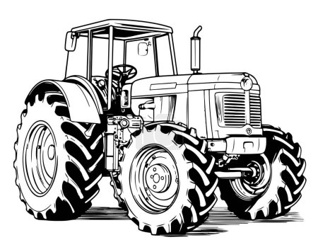 Téléchargez les illustrations : Tracteur vintage croquis dessiné à la main dans le style doodle Illustration vectorielle - en licence libre de droit