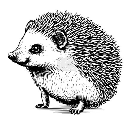 Illustration for Hedgehog sketch drawing isolated on white background Vector illustration - Royalty Free Image