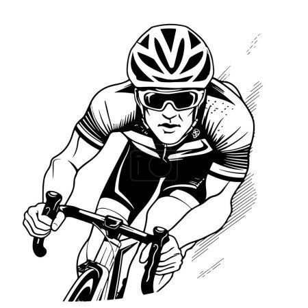 Téléchargez les illustrations : Symbole stylisé de la course cycliste, silhouette vectorielle du cycliste - en licence libre de droit